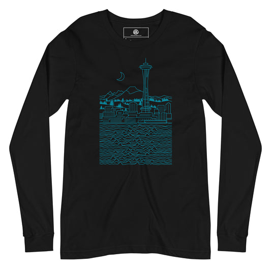 AtSymbolStore Aqua Seattle Line Design Long Sleeve T-Shirt (unisex)