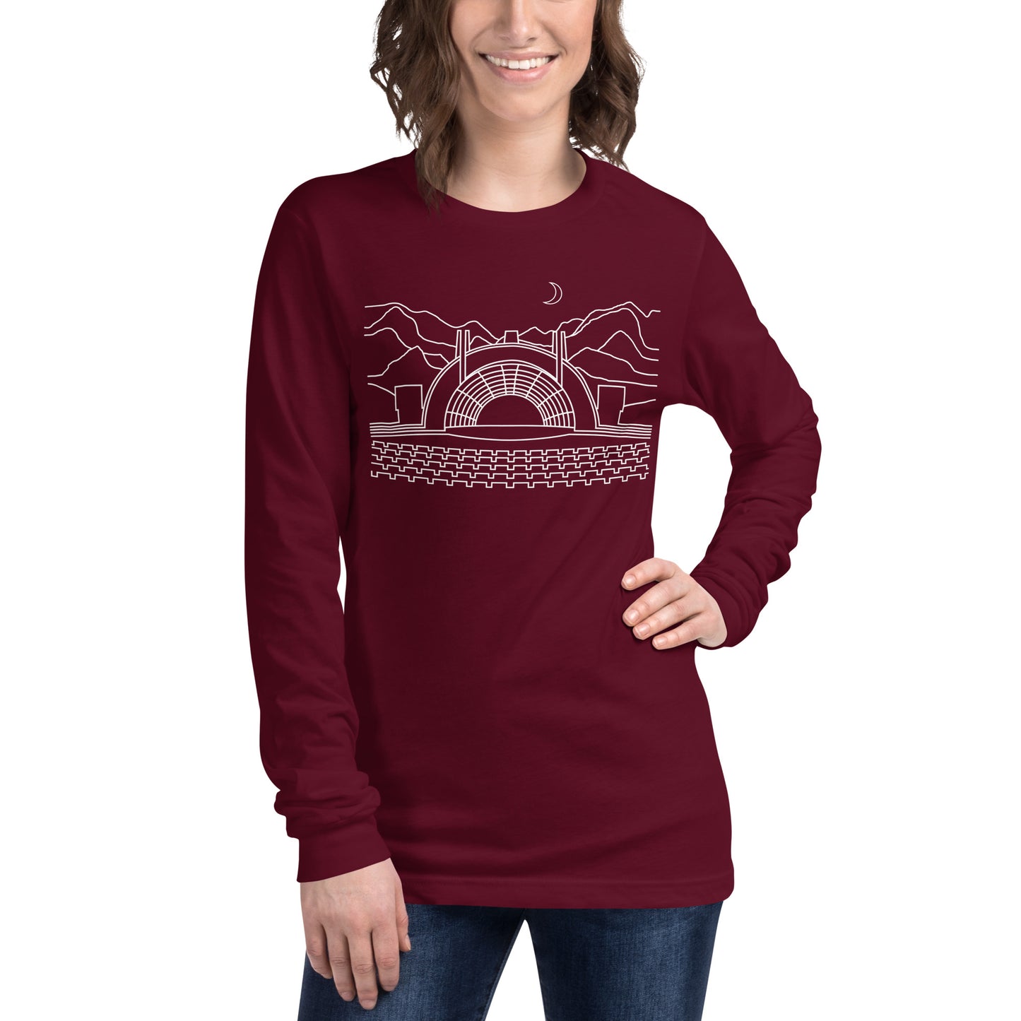 H-Bowl White Print Long-Sleeve T-Shirt (unisex)