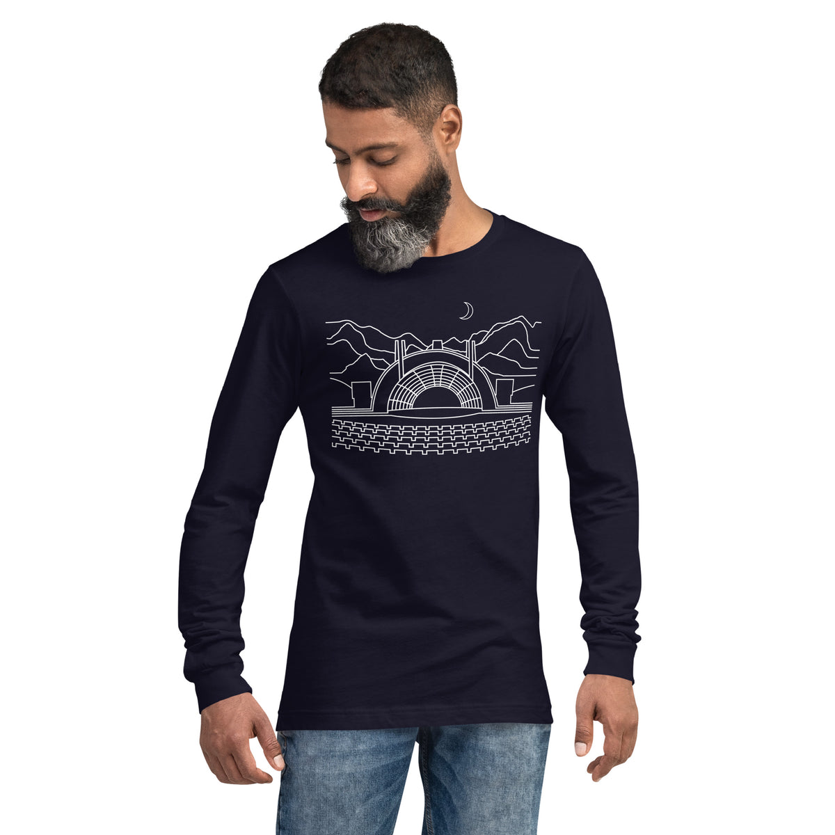 H-Bowl White Print Long-Sleeve T-Shirt (unisex)
