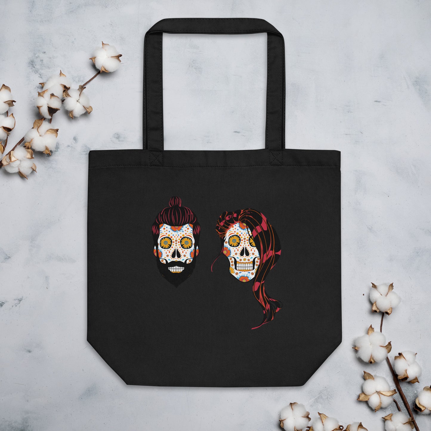 Hipster Couple Skulls Eco Tote Bag