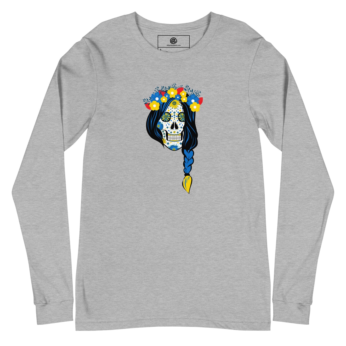 AtSymbolStore Lady-Ukraine Flower Skull Long-Sleeve T-Shirt (unisex)