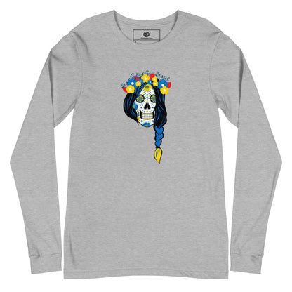 AtSymbolStore Lady-Ukraine Flower Skull Long-Sleeve T-Shirt (unisex)