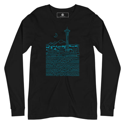 AtSymbolStore Aqua Seattle Line Design Long Sleeve T-Shirt (unisex)