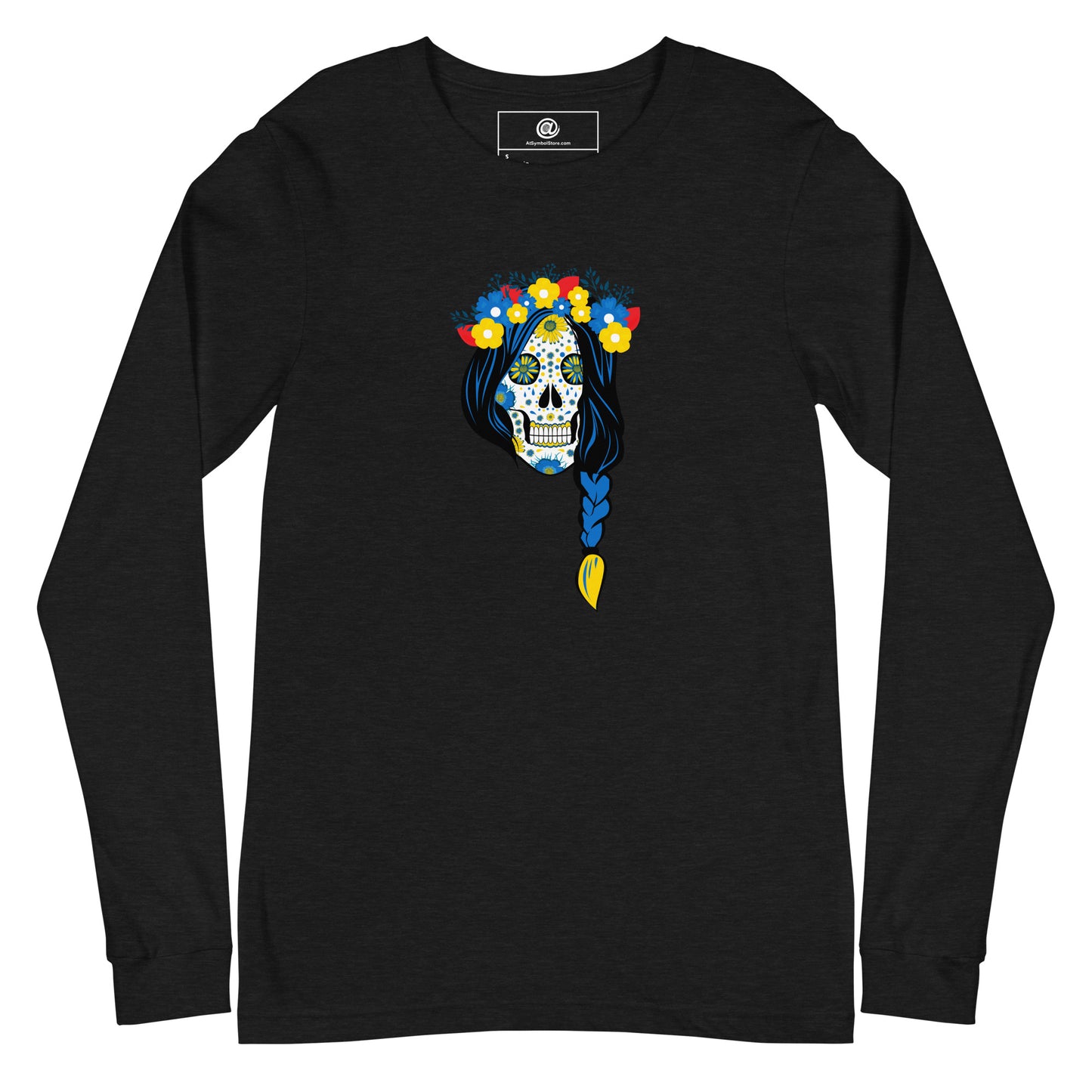 AtSymbolStore Lady-Ukraine Flower Skull Long-Sleeve T-Shirt (unisex)