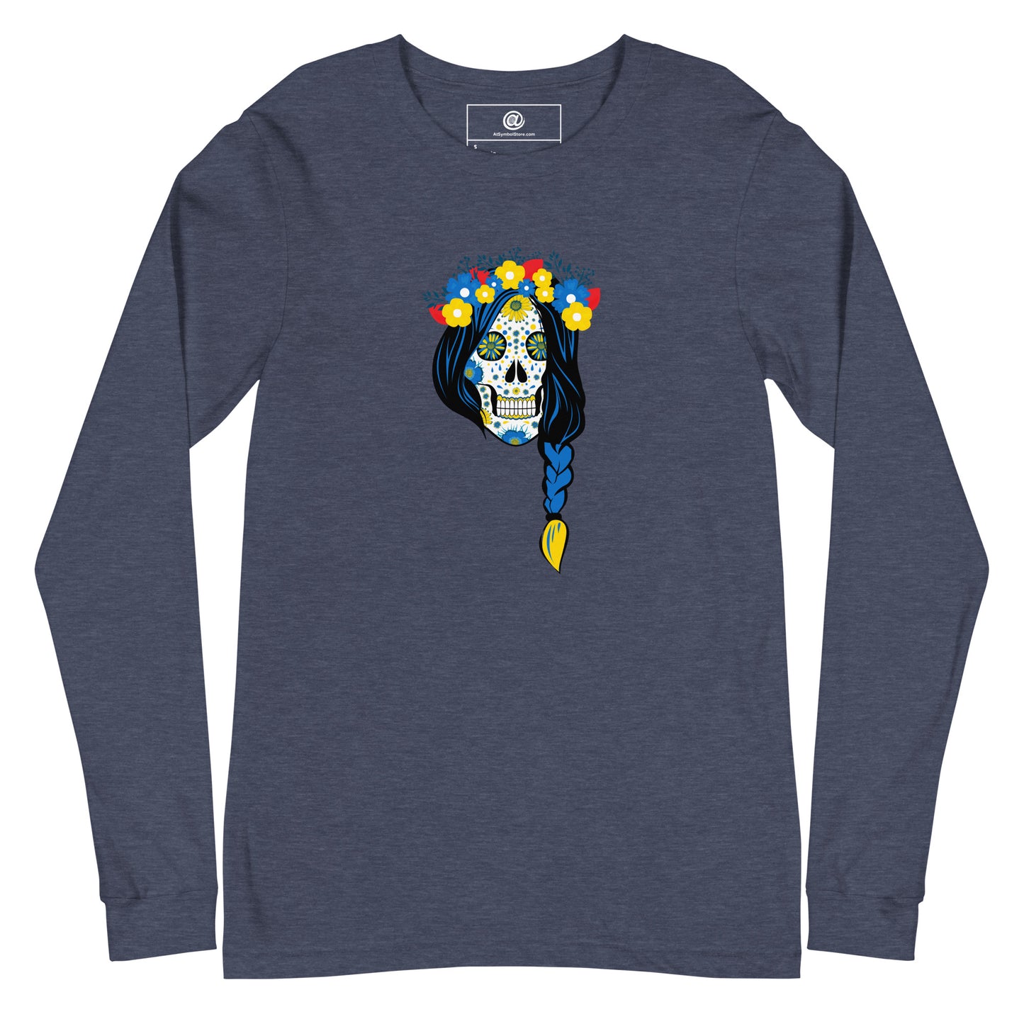 AtSymbolStore Lady-Ukraine Flower Skull Long-Sleeve T-Shirt (unisex)
