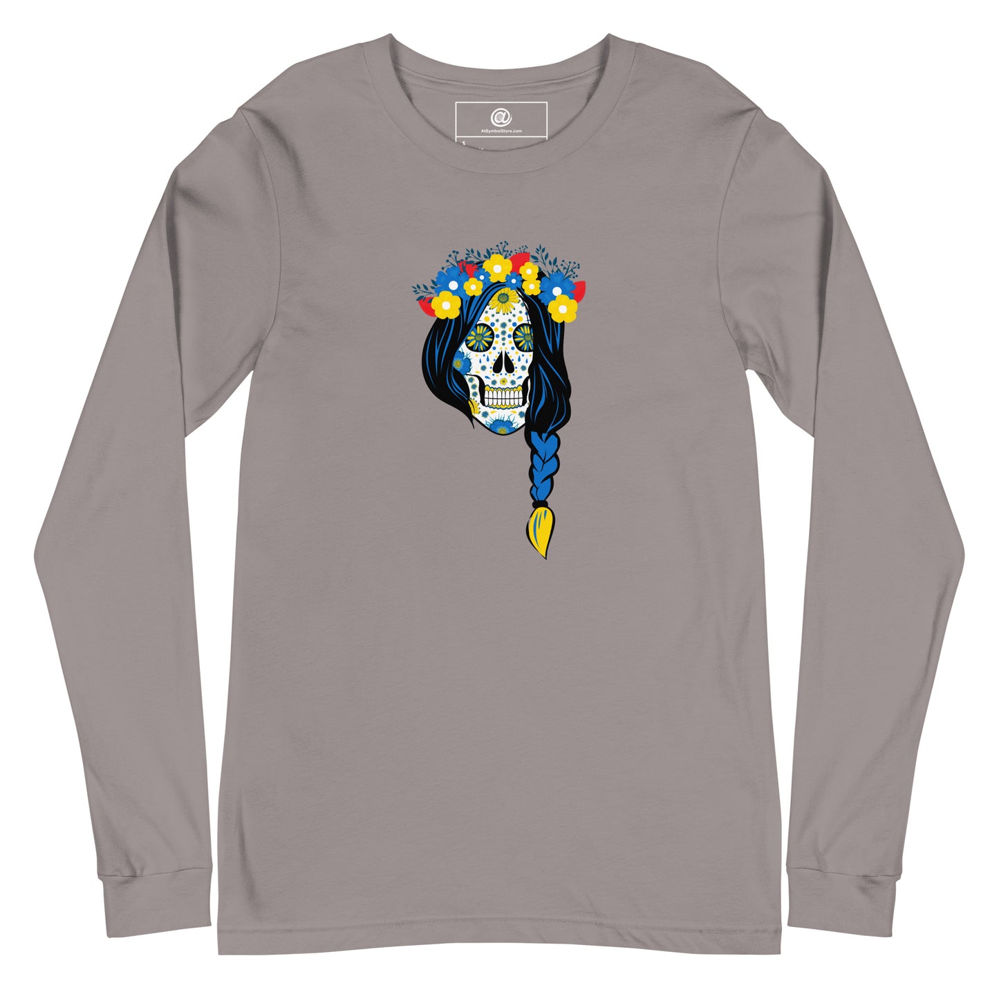 AtSymbolStore Lady-Ukraine Flower Skull Long-Sleeve T-Shirt (unisex)