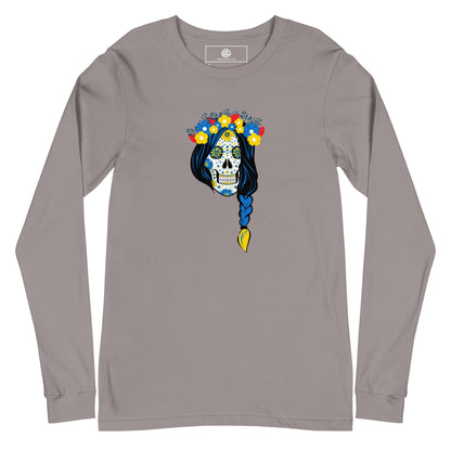 AtSymbolStore Lady-Ukraine Flower Skull Long-Sleeve T-Shirt (unisex)