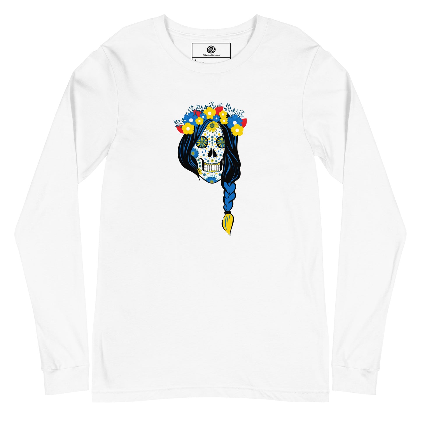 AtSymbolStore Lady-Ukraine Flower Skull Long-Sleeve T-Shirt (unisex)