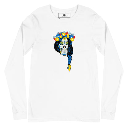 AtSymbolStore Lady-Ukraine Flower Skull Long-Sleeve T-Shirt (unisex)